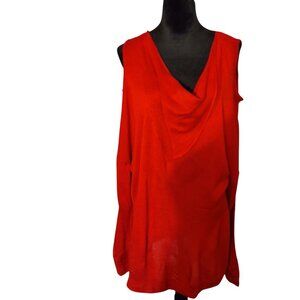 NICK VERREOS COLD SHOULDER-DEEP RED SWEATER-LONG SLEEVES-LIKE NEW-SIZE: 3X
